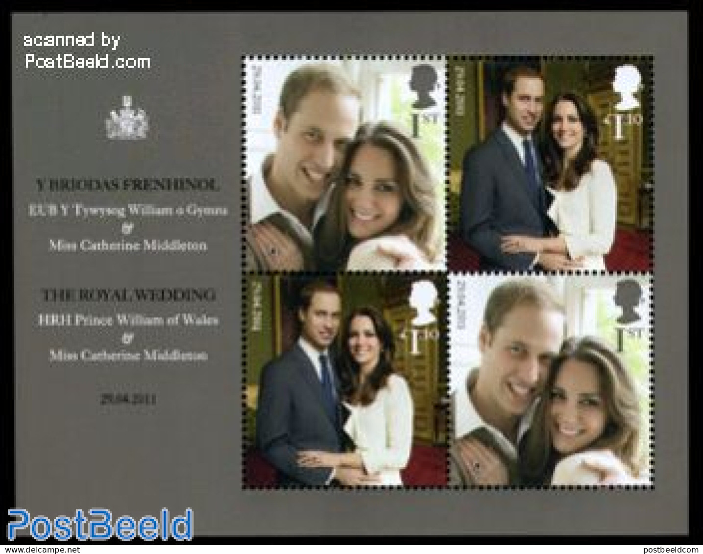 Great Britain 2011 Royal Wedding William & Kate S/s, Mint NH, History - Kings & Queens (Royalty) - Neufs