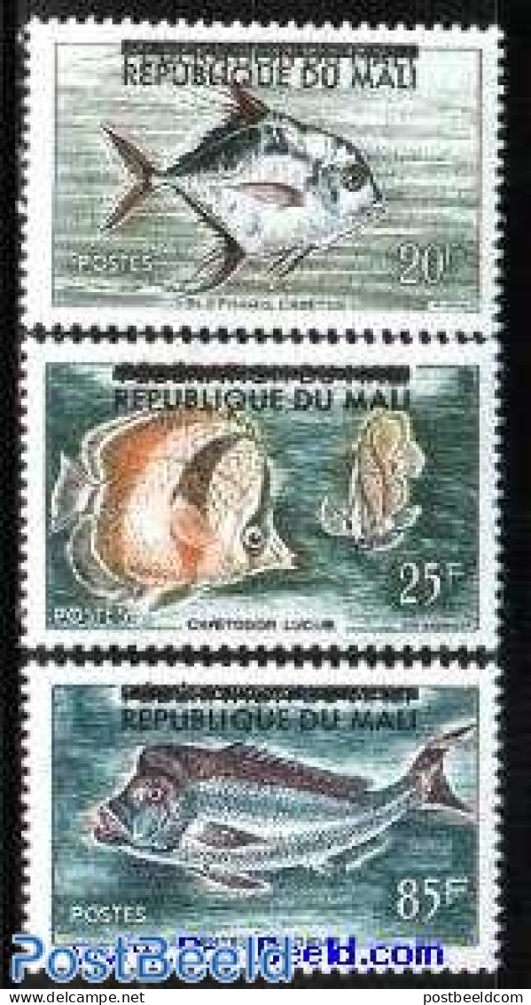 Mali 1961 Fish Overprints 3v, Mint NH, Nature - Fish - Fische