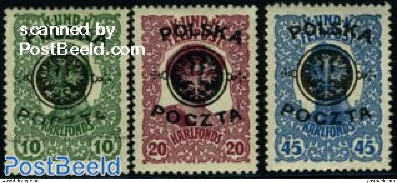 Poland 1918 Overprints 3v, Unused (hinged) - Nuovi