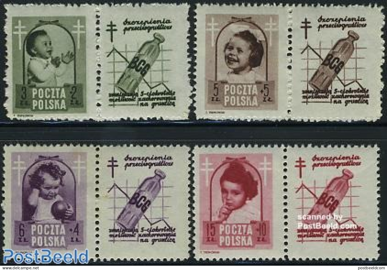 Poland 1948 Anti-tuberculosis 4v+tabs (tabs May Vary), Mint NH, Health - Anti Tuberculosis - Health - Neufs