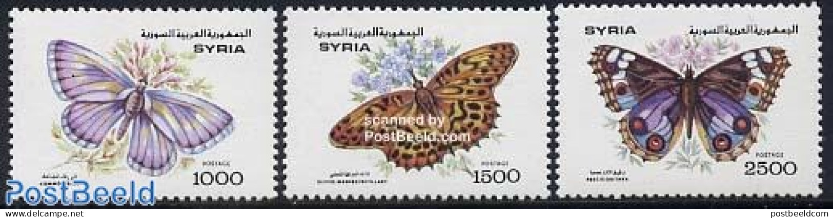 Syria 1993 Butterflies 3v, Mint NH, Nature - Butterflies - Siria
