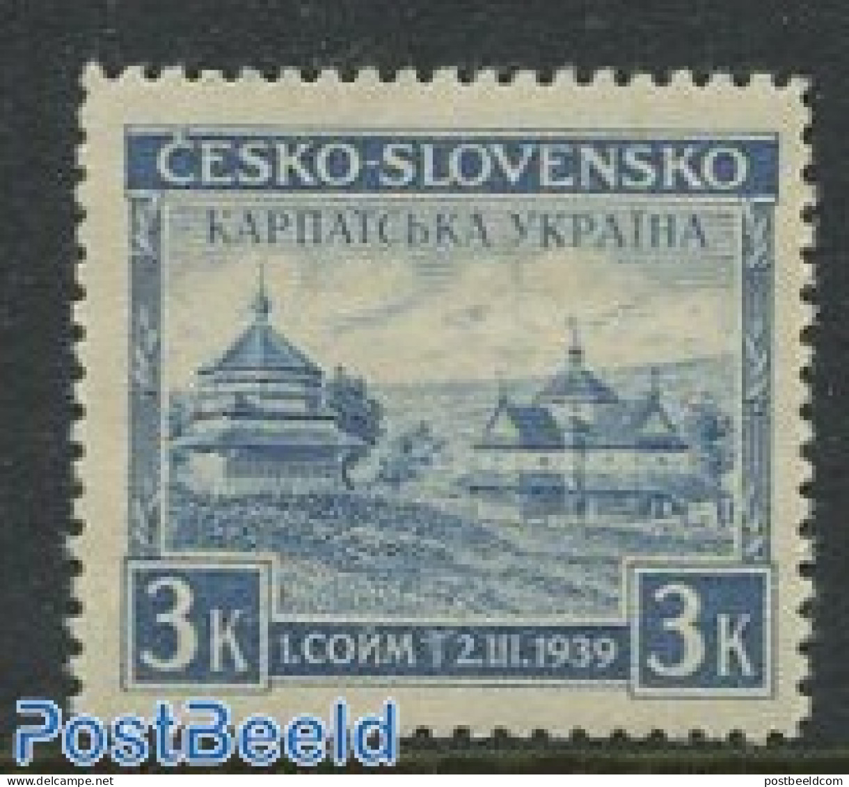 Ukraine 1939 Carpate-Ukraina, Jasina Wooden Church 1v, Mint NH, Religion - Churches, Temples, Mosques, Synagogues - Chiese E Cattedrali