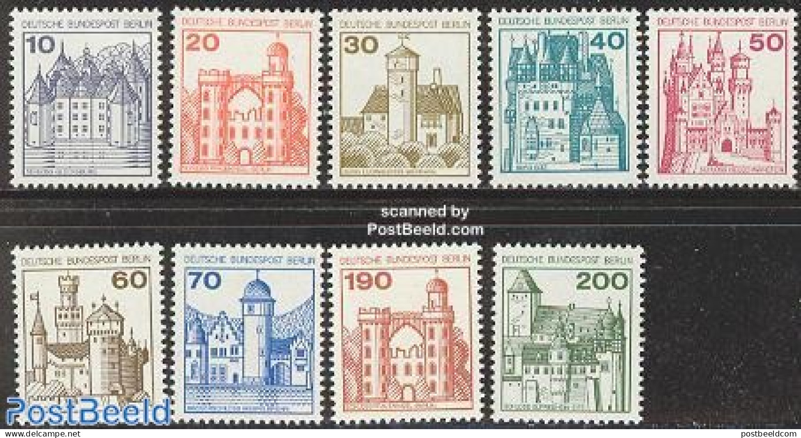 Germany, Berlin 1977 Definitives, Castles 9v, Mint NH, Art - Castles & Fortifications - Unused Stamps
