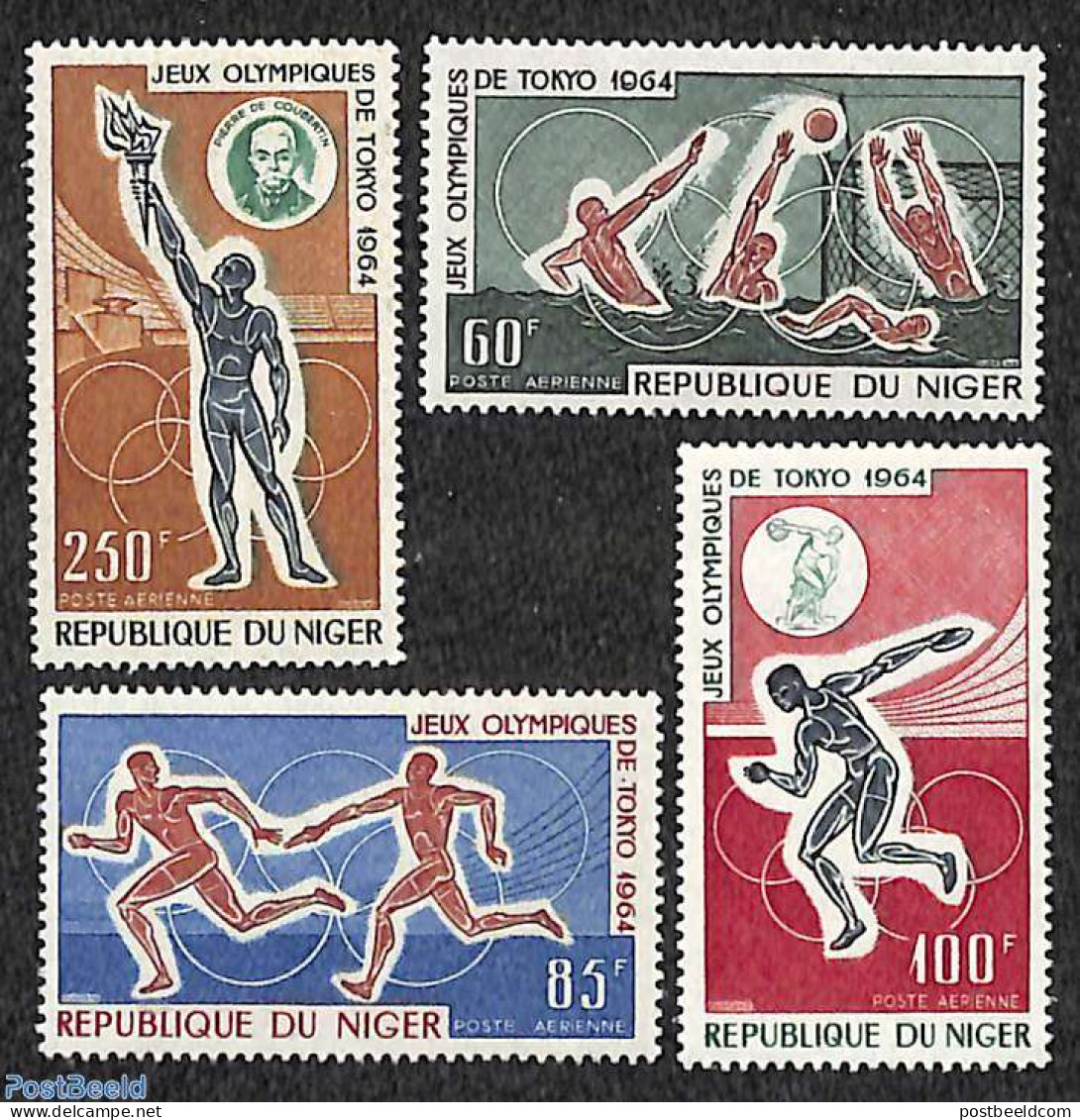 Niger 1964 Olympic Games Tokyo 4v, Mint NH, Sport - Athletics - Olympic Games - Swimming - Athletics