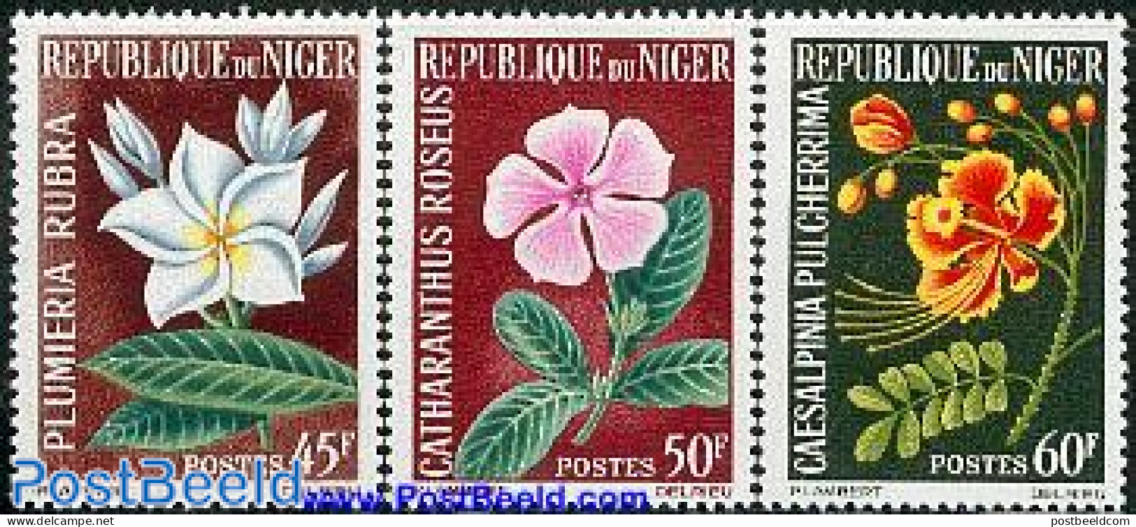 Niger 1965 Flowers 3v, Mint NH, Nature - Flowers & Plants - Níger (1960-...)