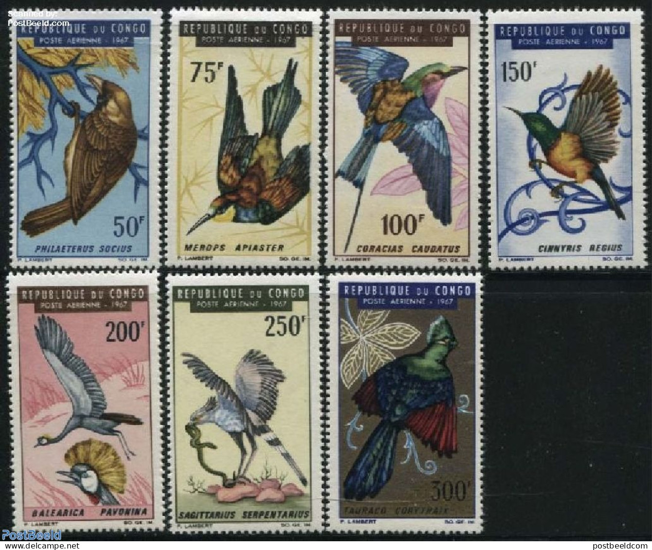 Congo Republic 1967 Birds 7v, Mint NH, Nature - Birds - Birds Of Prey - Otros & Sin Clasificación