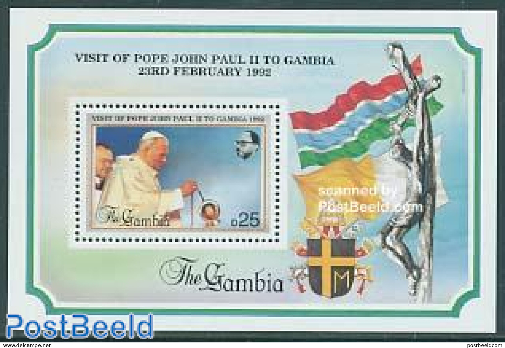 Gambia 1992 Visit Of Pope John Paul II S/s, Mint NH, Religion - Pope - Religion - Papi