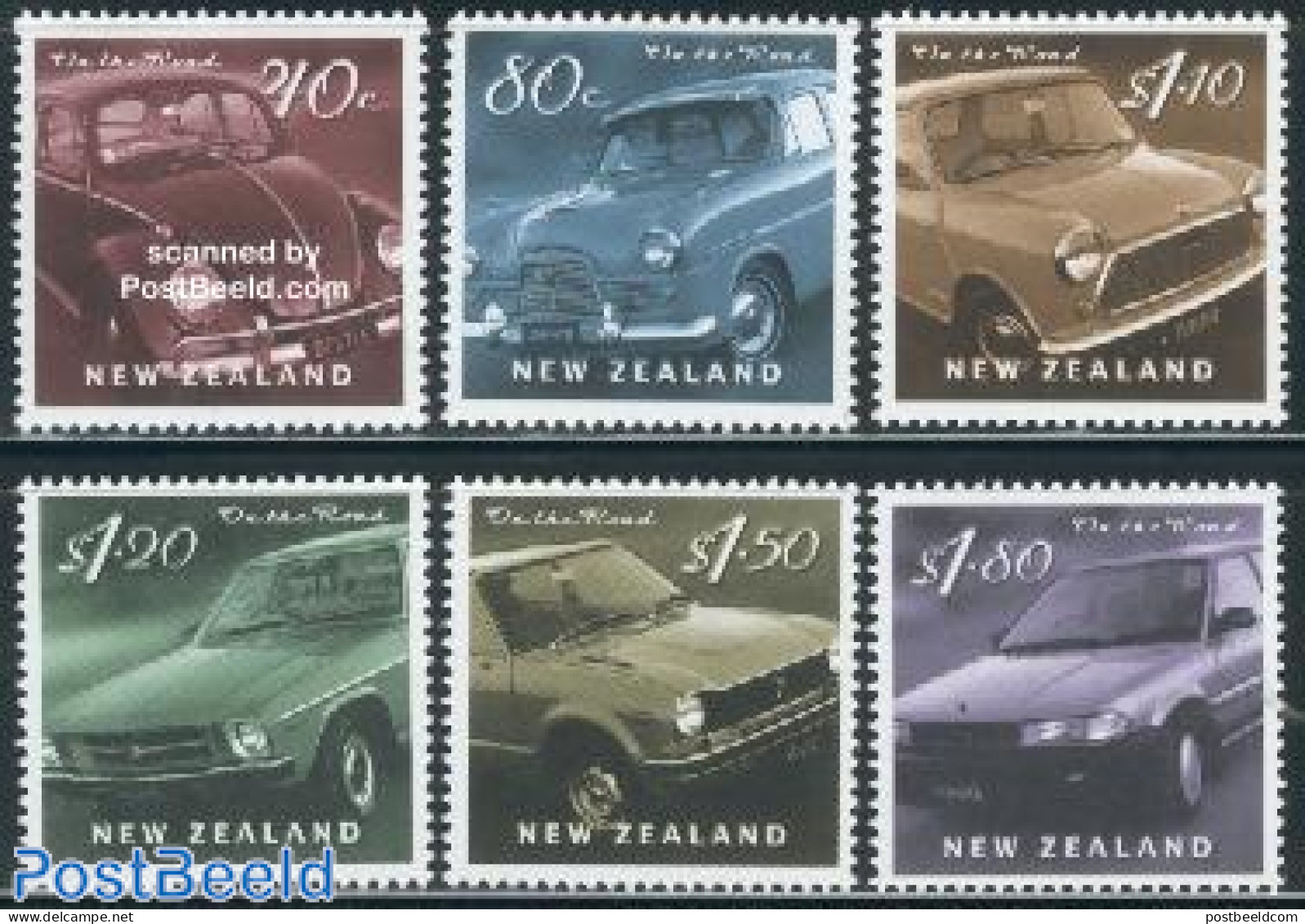 New Zealand 2000 Automobiles 6v, Mint NH, Transport - Automobiles - Unused Stamps