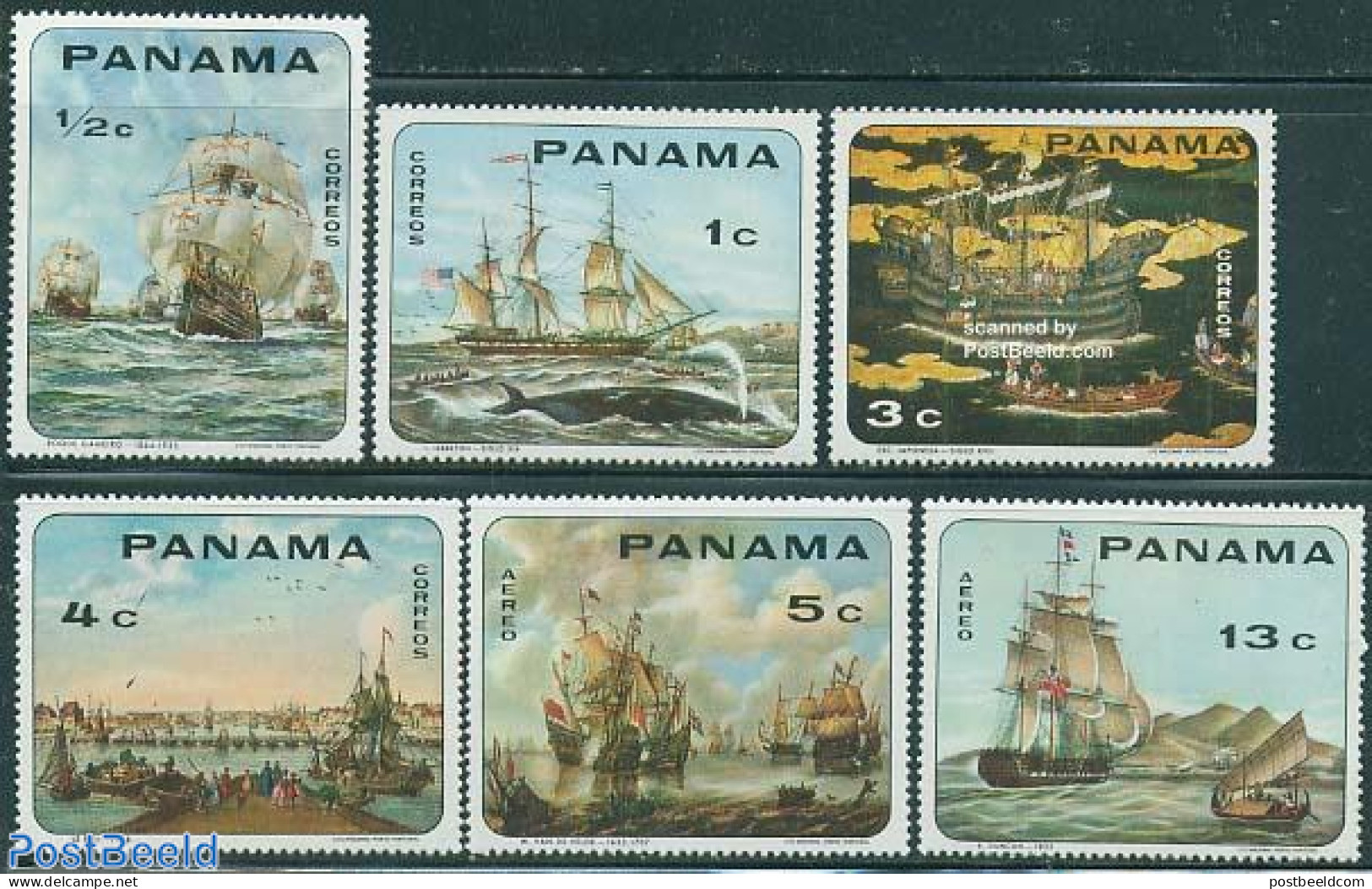 Panama 1968 Ships 6v, Mint NH, Nature - Transport - Sea Mammals - Ships And Boats - Art - Bridges And Tunnels - Barche