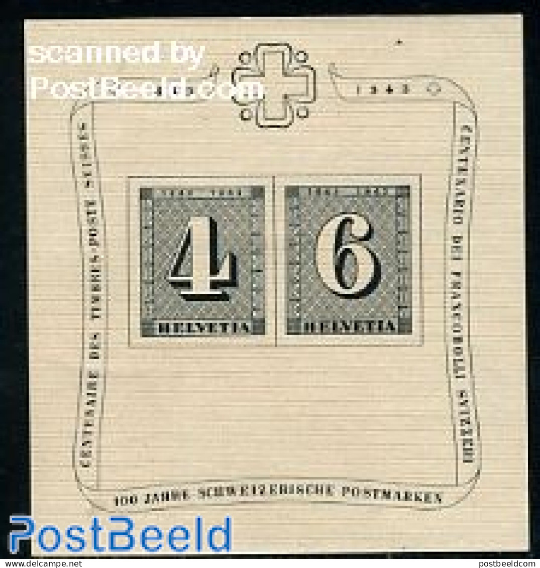 Switzerland 1943 Stamp Centenary S/s, Mint NH, Stamps On Stamps - Ongebruikt