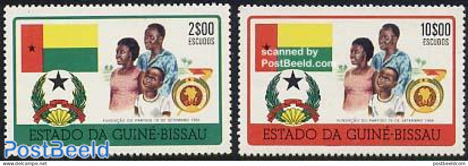 Guinea Bissau 1975 PAIGC Party 2v, Mint NH, History - Coat Of Arms - Flags - Guinea-Bissau