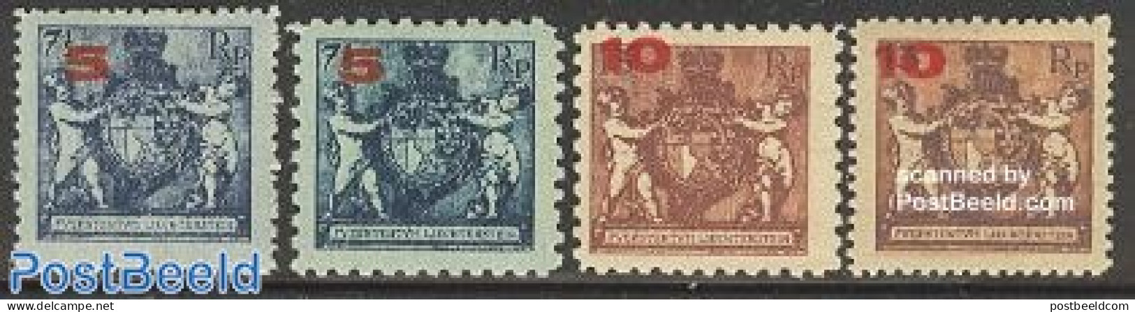 Liechtenstein 1924 Overprints 4v, Mint NH, History - Coat Of Arms - Ongebruikt