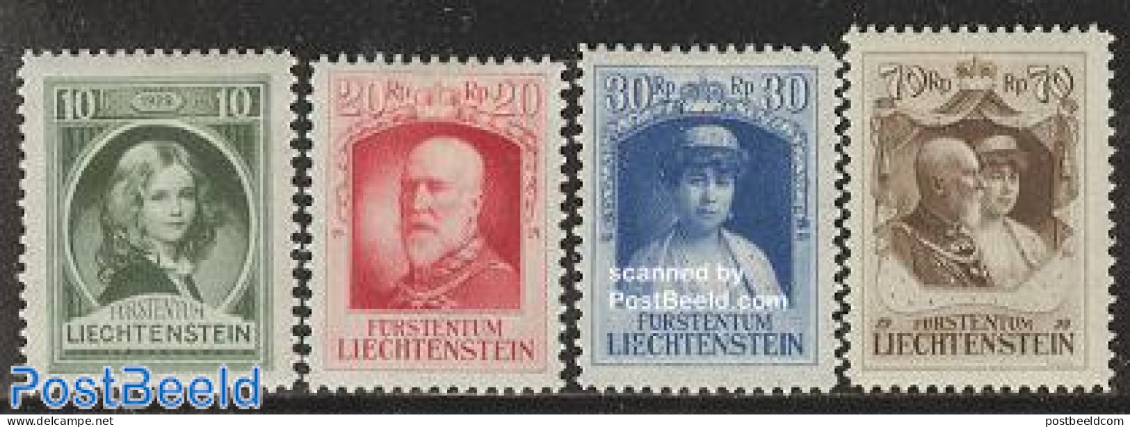 Liechtenstein 1929 Franz I 4v, Mint NH, History - Kings & Queens (Royalty) - Nuevos