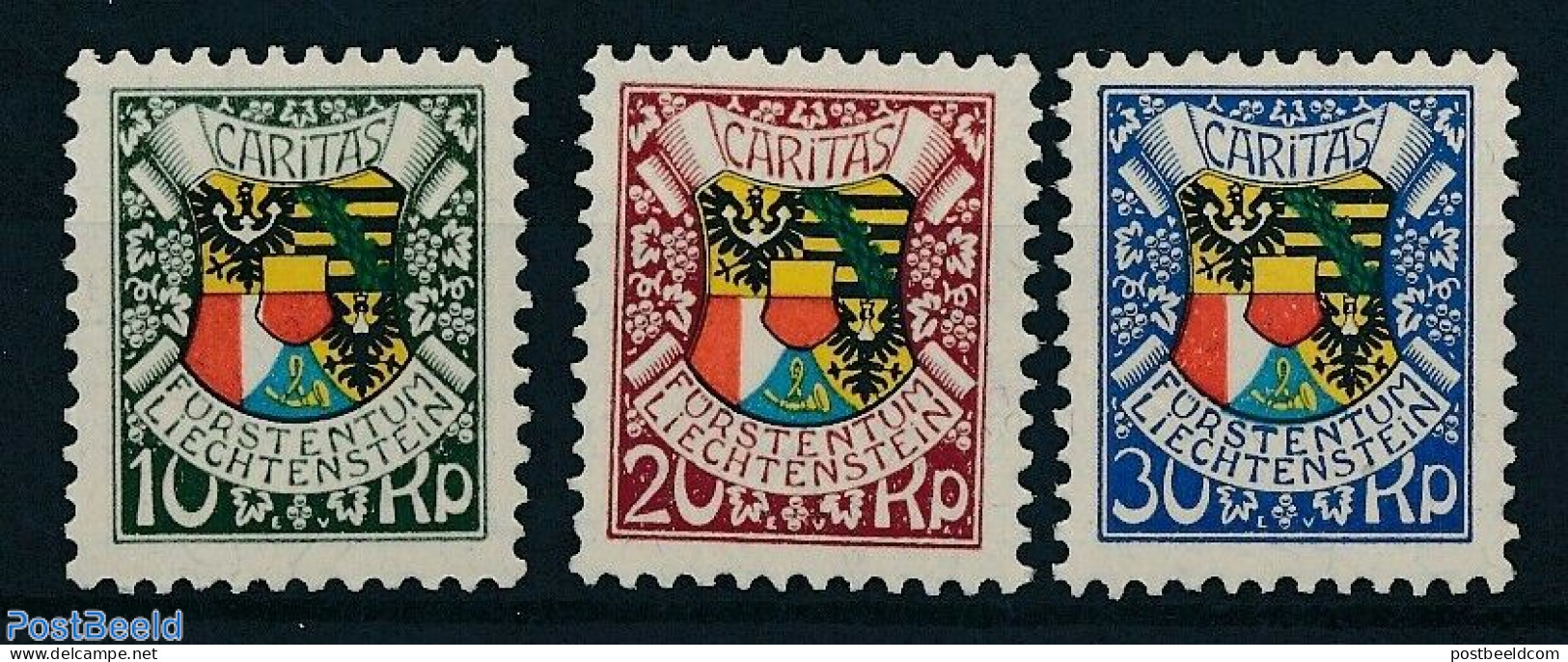 Liechtenstein 1927 John II 87th Birthday 3v, Mint NH, History - Coat Of Arms - Ungebraucht