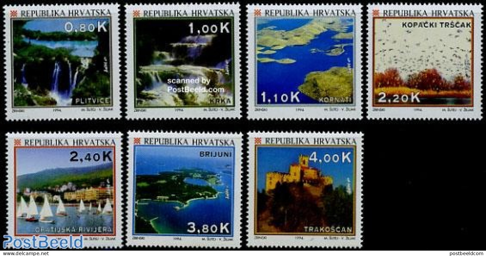Croatia 1994 Tourism 7v, Mint NH, Nature - Transport - Various - Birds - Water, Dams & Falls - Ships And Boats - Touri.. - Schiffe