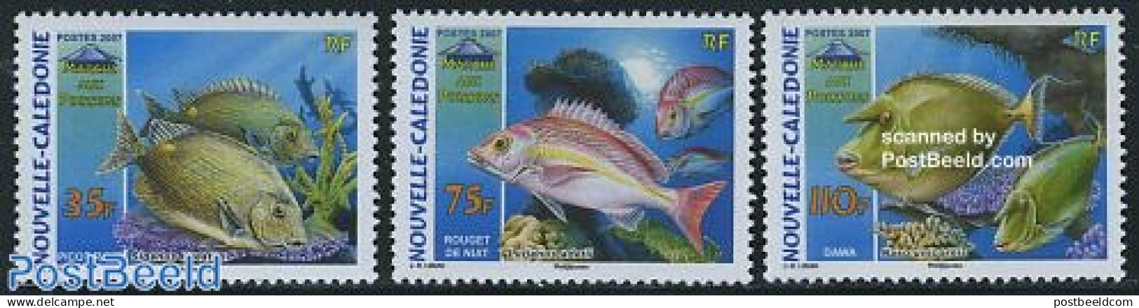 New Caledonia 2007 Fish Market 3v, Mint NH, Health - Nature - Food & Drink - Fish - Ongebruikt