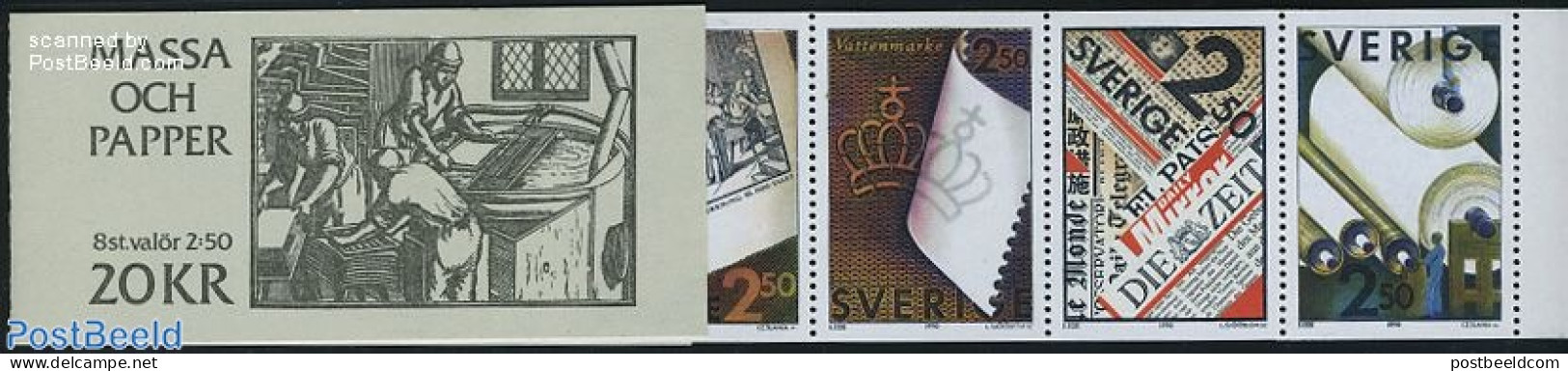 Sweden 1990 Paper & Printing Booklet, Mint NH, History - Newspapers & Journalism - Stamp Booklets - Art - Books - Prin.. - Ungebraucht