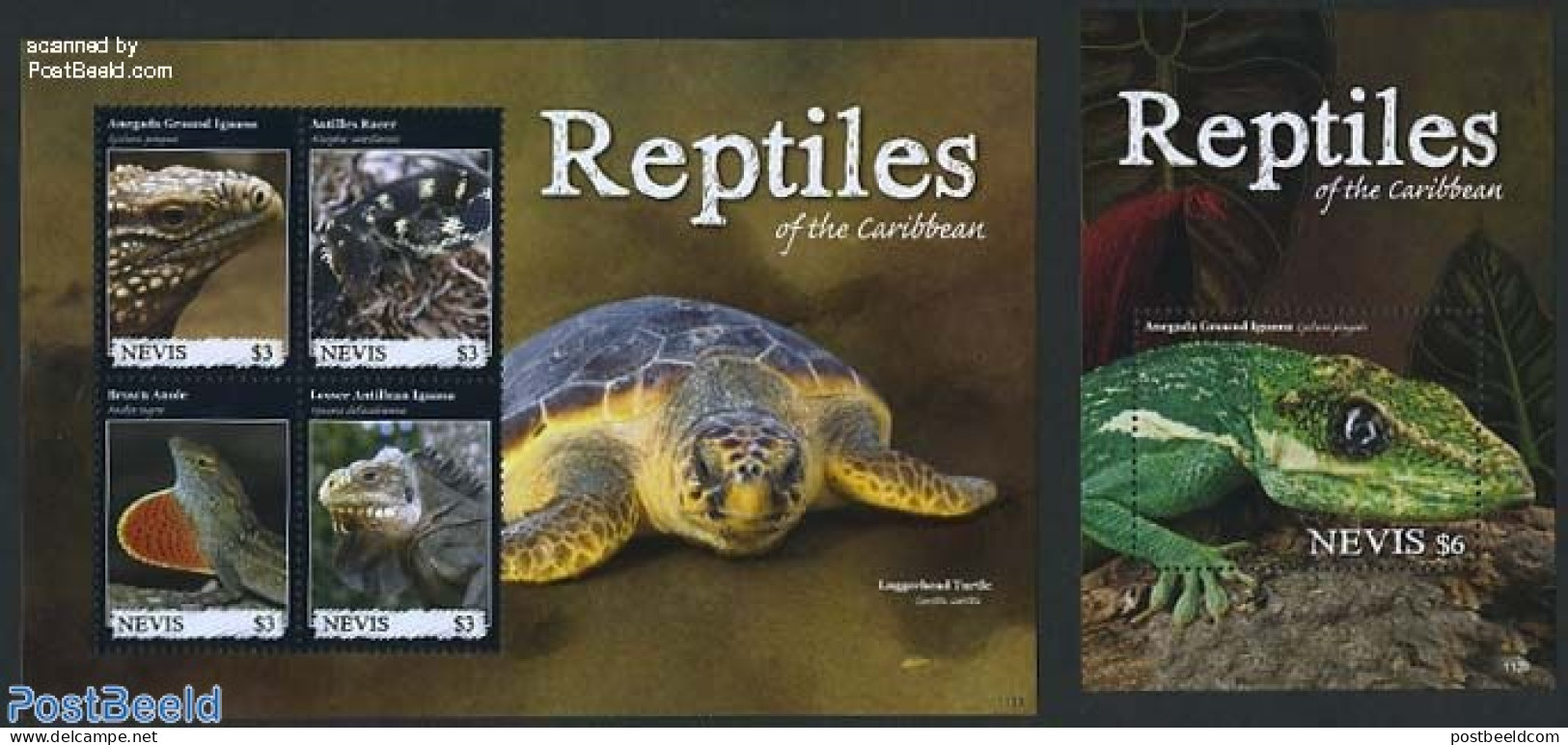 Nevis 2011 Reptiles 2 S/s, Mint NH, Nature - Reptiles - Snakes - St.Kitts-et-Nevis ( 1983-...)