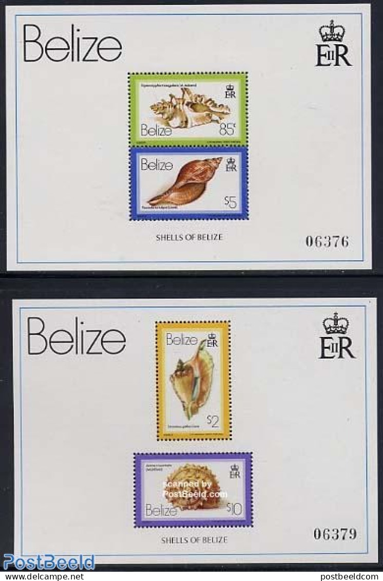 Belize/British Honduras 1980 Shells 2 S/s, Mint NH, Nature - Shells & Crustaceans - Marine Life