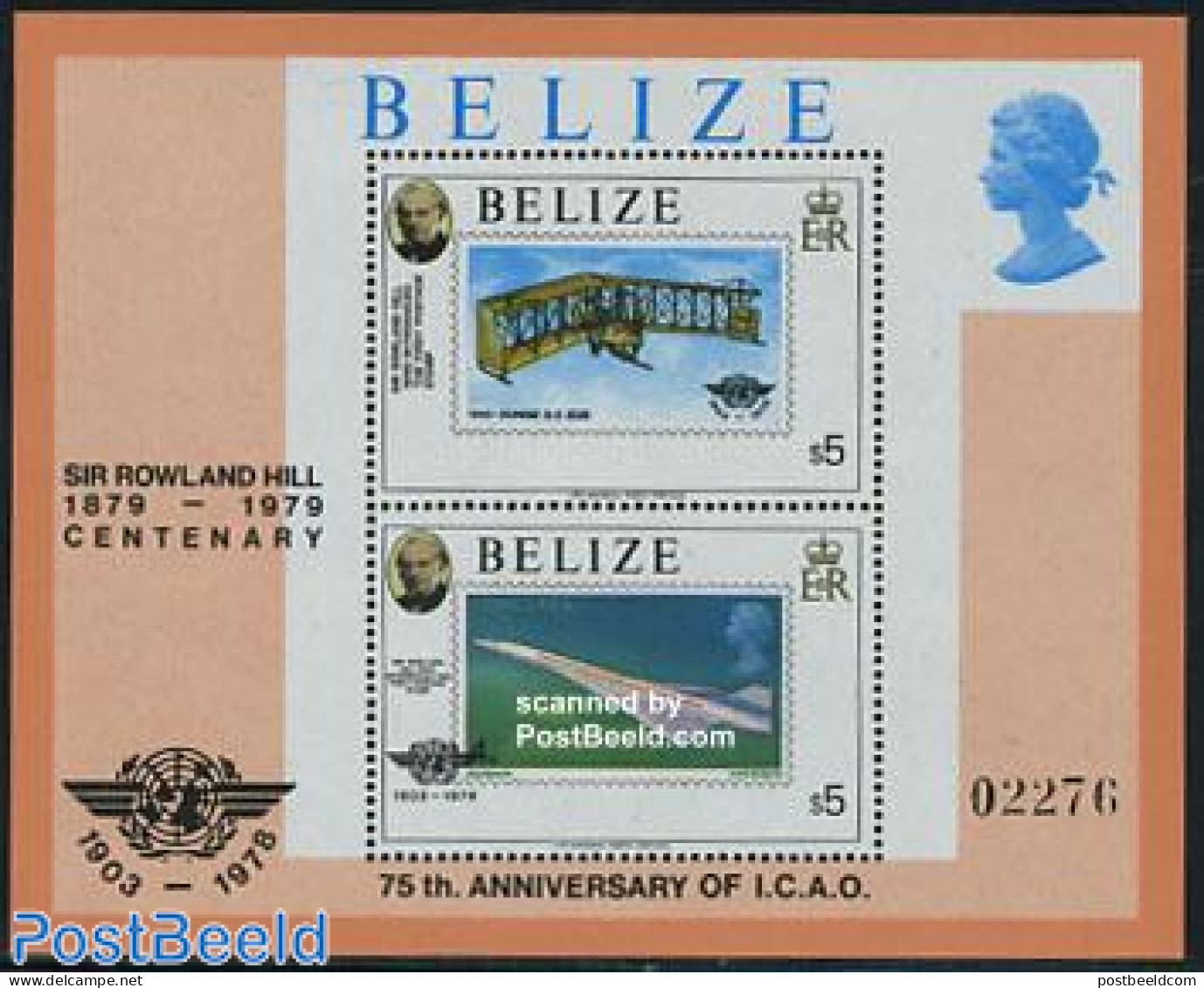 Belize/British Honduras 1979 I.C.A.O. S/s, Mint NH, Transport - Sir Rowland Hill - Stamps On Stamps - Aircraft & Aviat.. - Rowland Hill