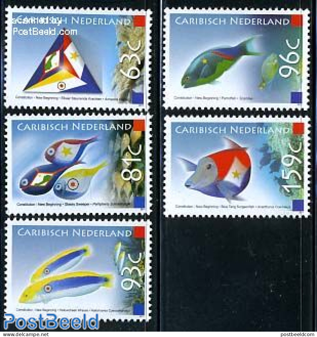 Dutch Caribbean 2011 New Beginning, Fish 5v, Mint NH, Nature - Fish - Poissons