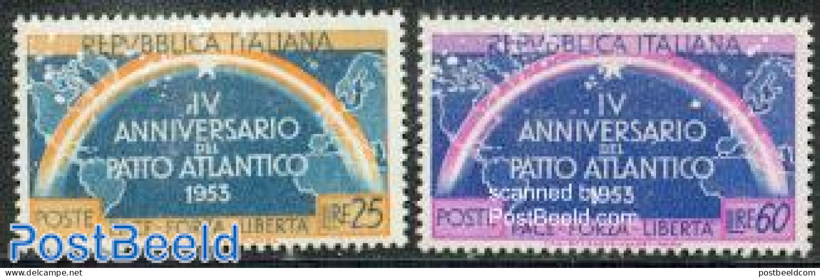 Italy 1953 4 Years NATO 2v, Mint NH, History - Various - Europa Hang-on Issues - NATO - Maps - Otros & Sin Clasificación