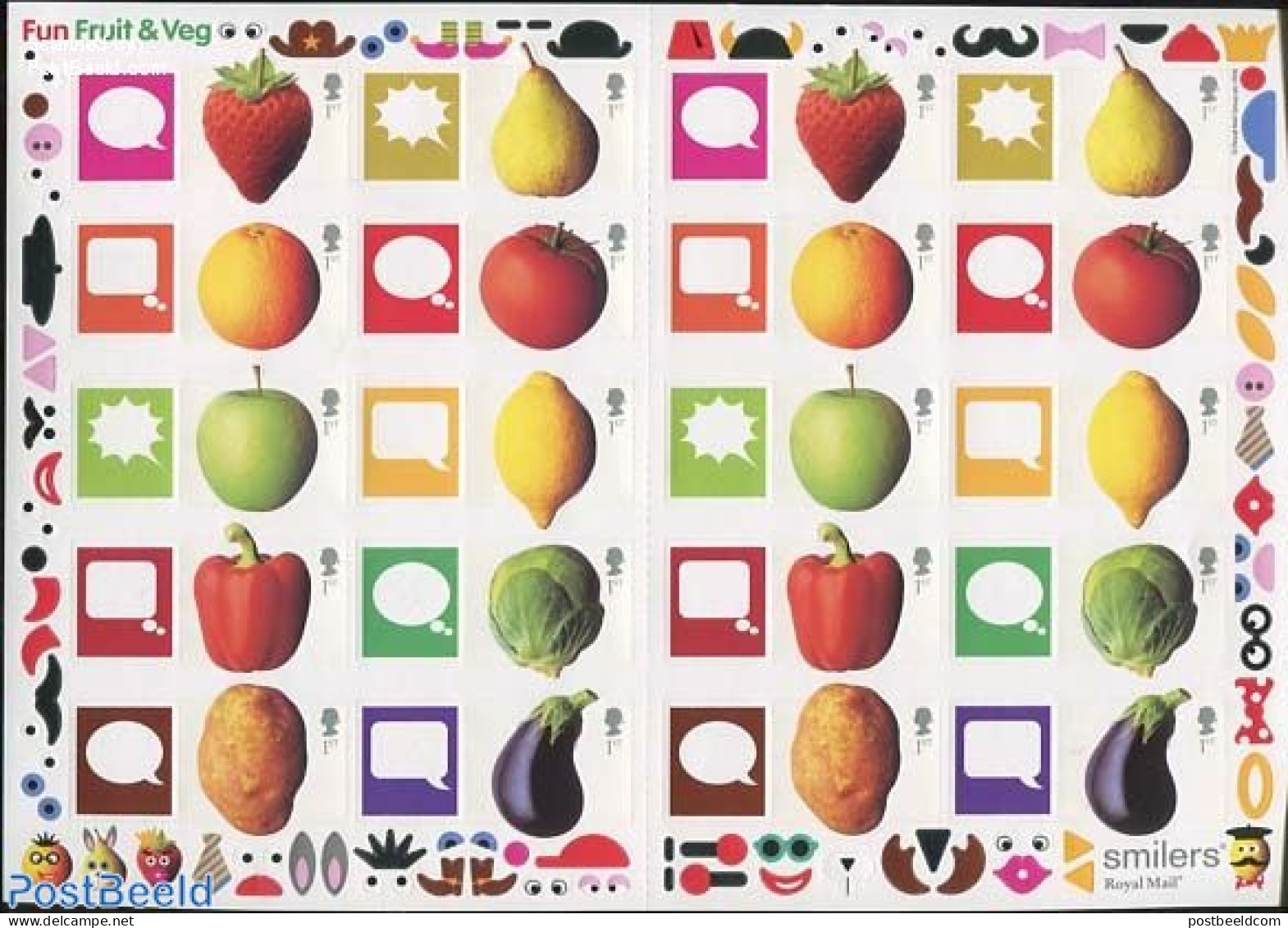 Great Britain 2006 Fun Fruit & Veg, Label Sheet, Mint NH, Nature - Fruit - Unused Stamps