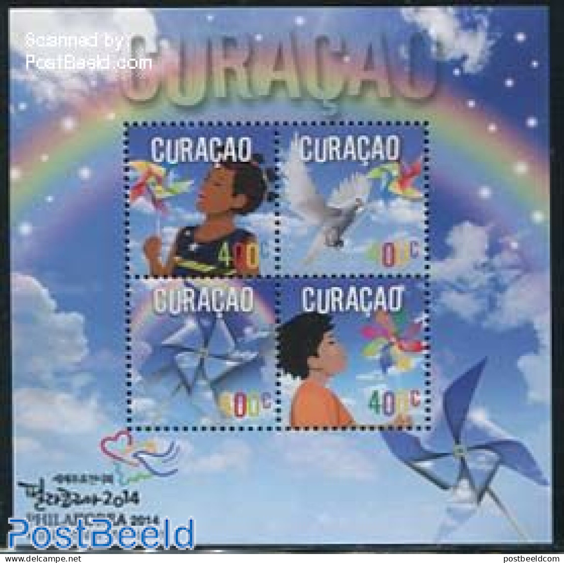 Curaçao 2014 Philakorea S/s, Mint NH, Nature - Various - Birds - Philately - Toys & Children's Games - Niederländische Antillen, Curaçao, Aruba