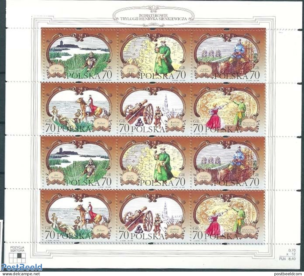 Poland 1999 Sienkiewicz Trilogy M/s, Mint NH, Nature - Horses - Art - Authors - Unused Stamps