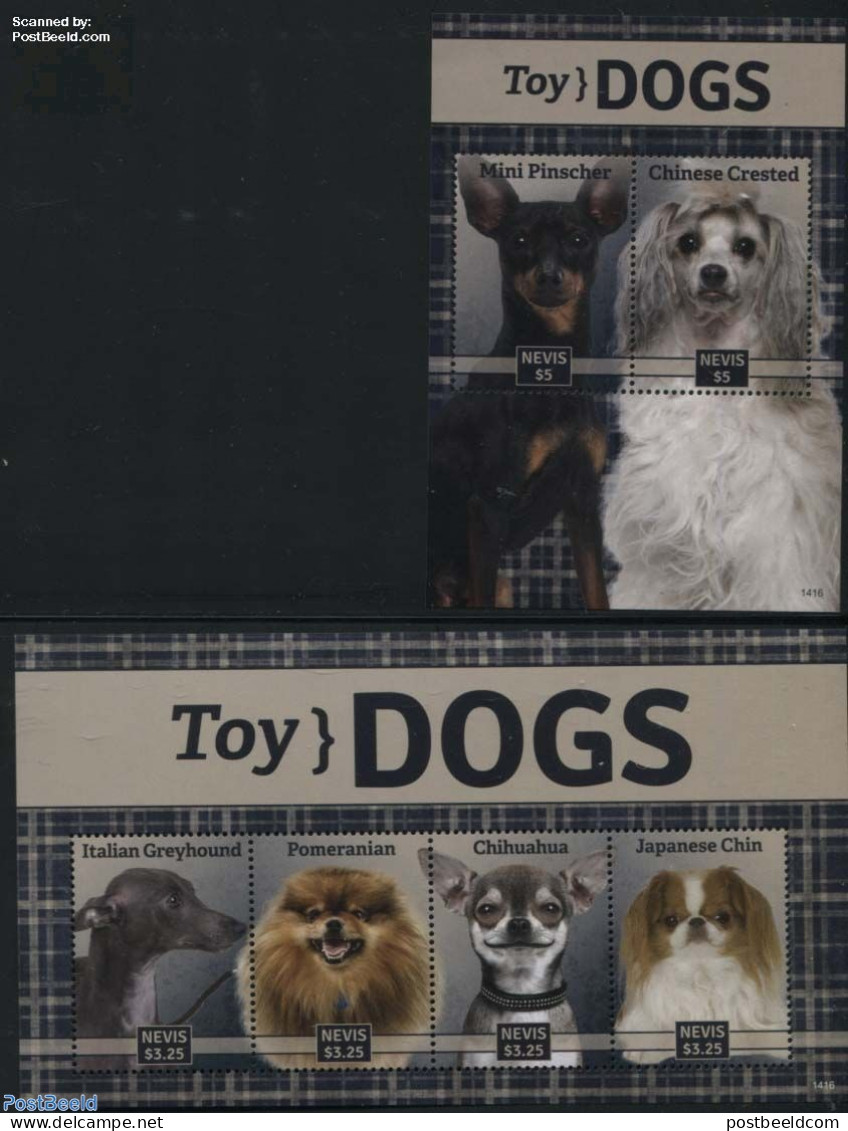 Nevis 2014 Toy Dogs 2 S/s, Mint NH, Nature - Dogs - St.Kitts And Nevis ( 1983-...)