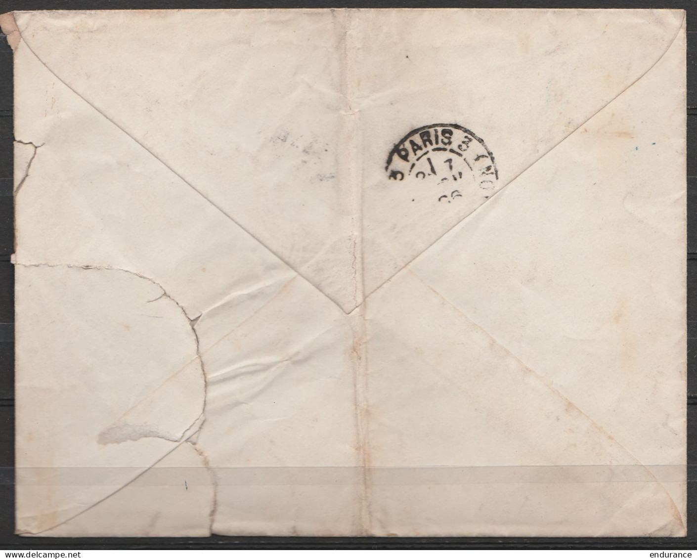 Espagne - L. (pliée) Affr. 5cts (tp Abîmé) Càd Couronne "CORREOS /NOV 1896/ ESTAFETA Del CONGRESO" Pour PARIS (enveloppe - Cartas & Documentos