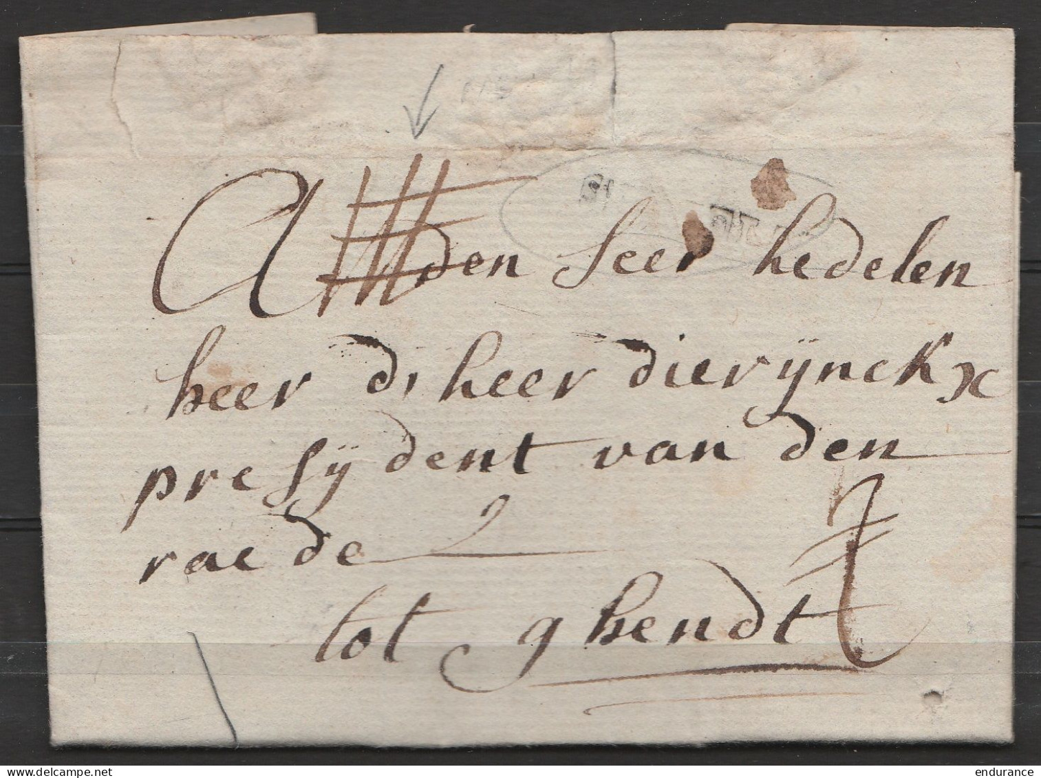 L. Datée 2 Novembre 1784 De ST-NICOLAS (St-Niklaas) Pour GHENDT - NB Recommandée - Griffe "ST-NICOLAS" - 1714-1794 (Pays-Bas Autrichiens)