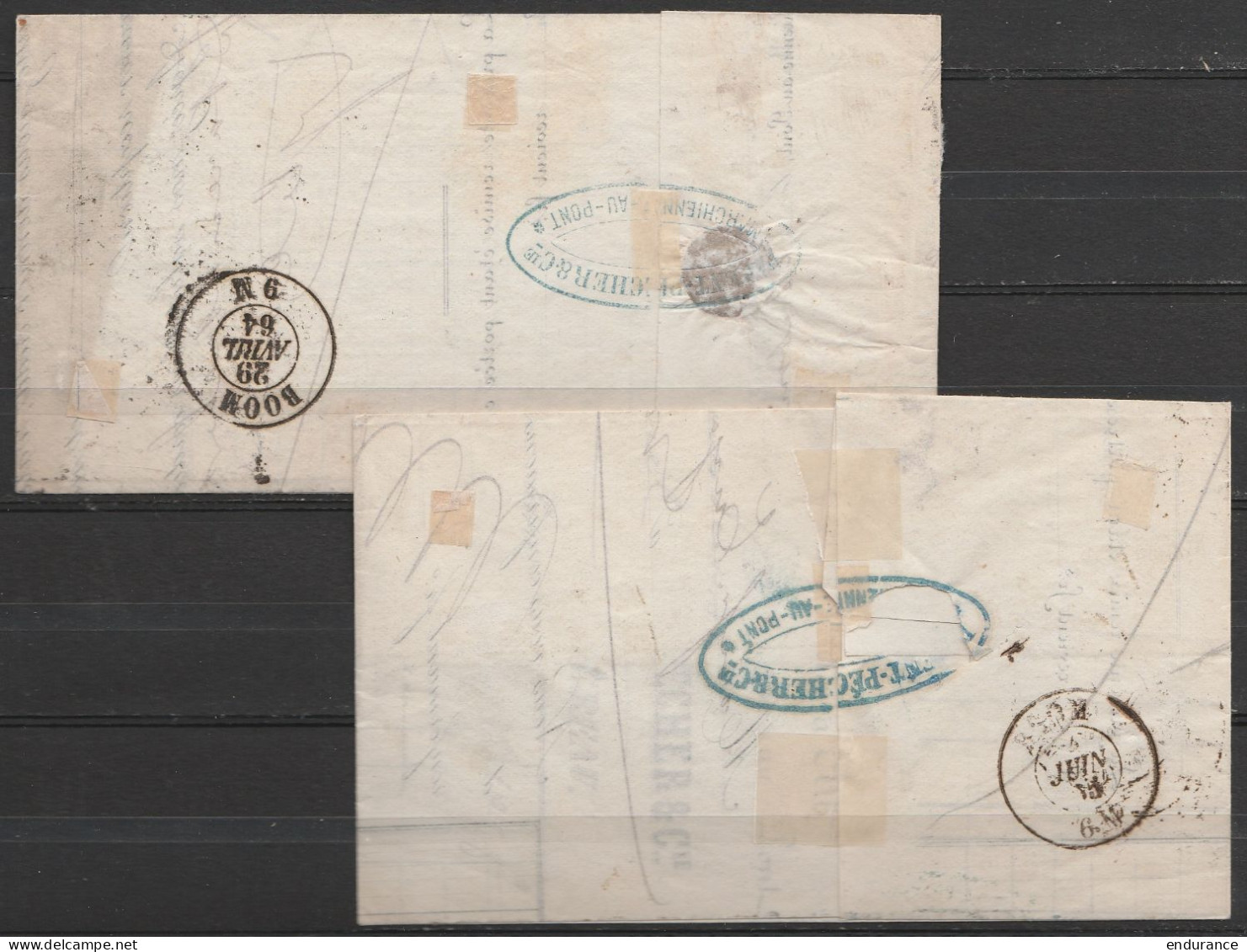 Lot 2 L. Affr. N°14 - 2 Càd Différents MARCHIENNE-AU-PONT 1864 & 1865 Pour NIEL Près BOOM (Anvers) - 1863-1864 Médaillons (13/16)