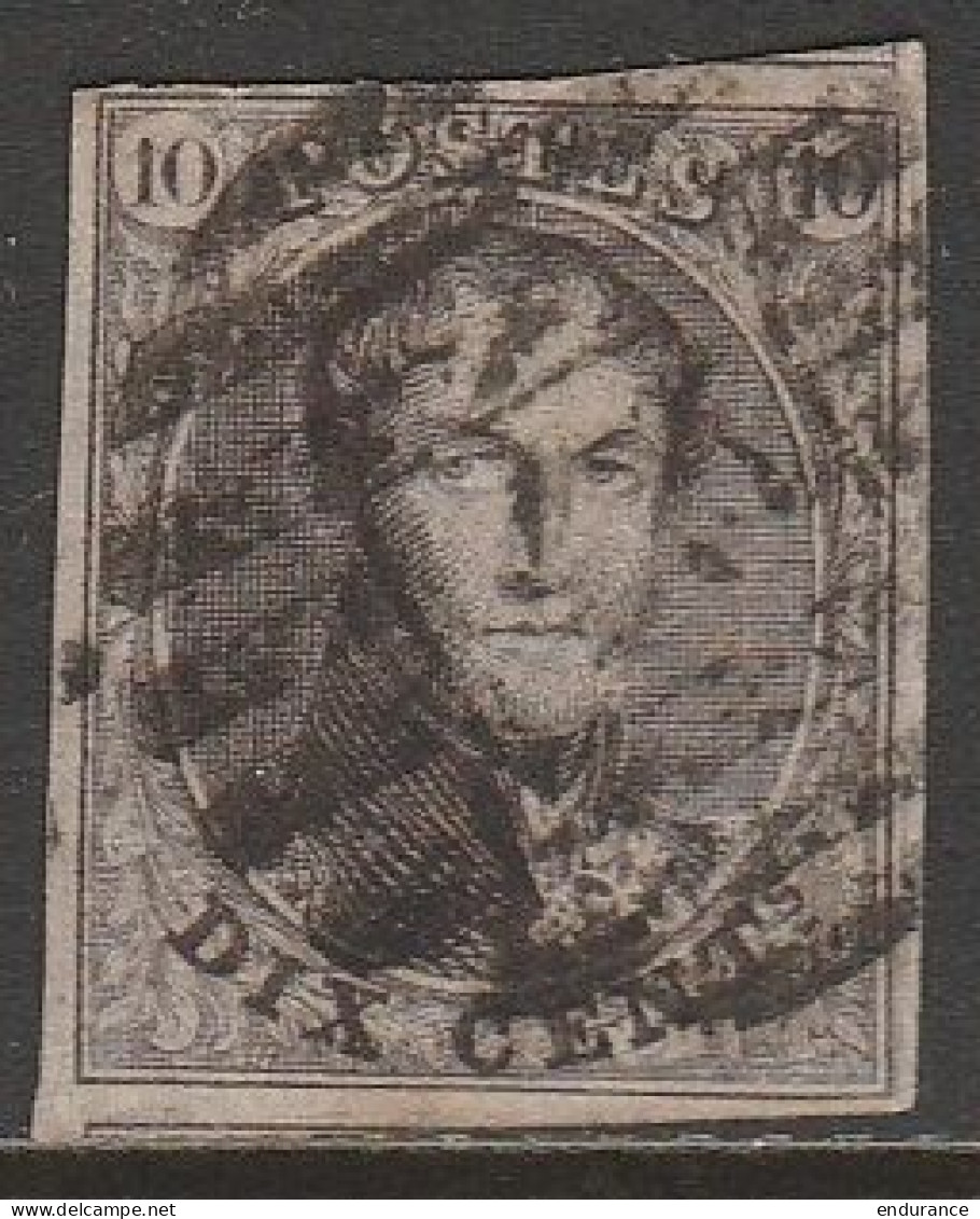 Belgique - N°10 Obl. P156 CHENEE ? - 2 Voisins - 1858-1862 Medallions (9/12)