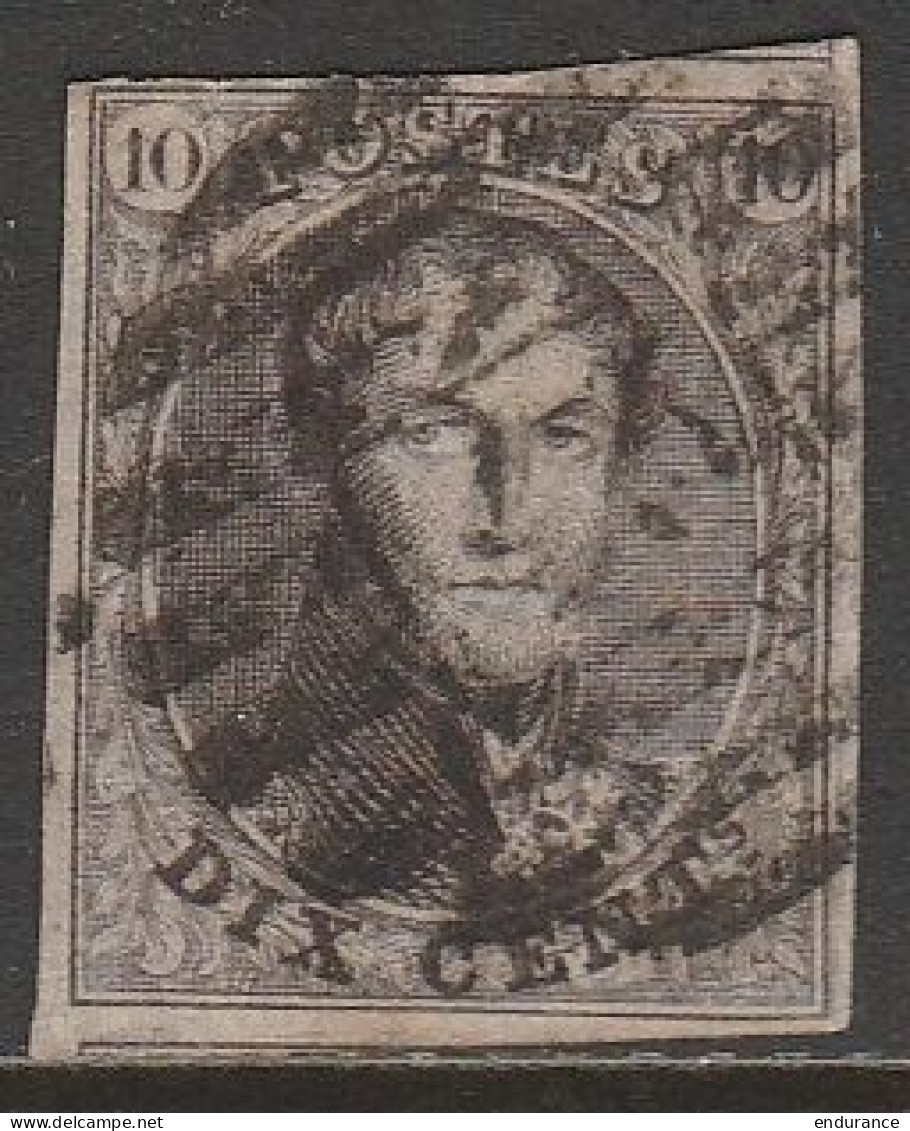 Belgique - N°10 Obl. P156 CHENEE ? - 2 Voisins - 1858-1862 Médaillons (9/12)