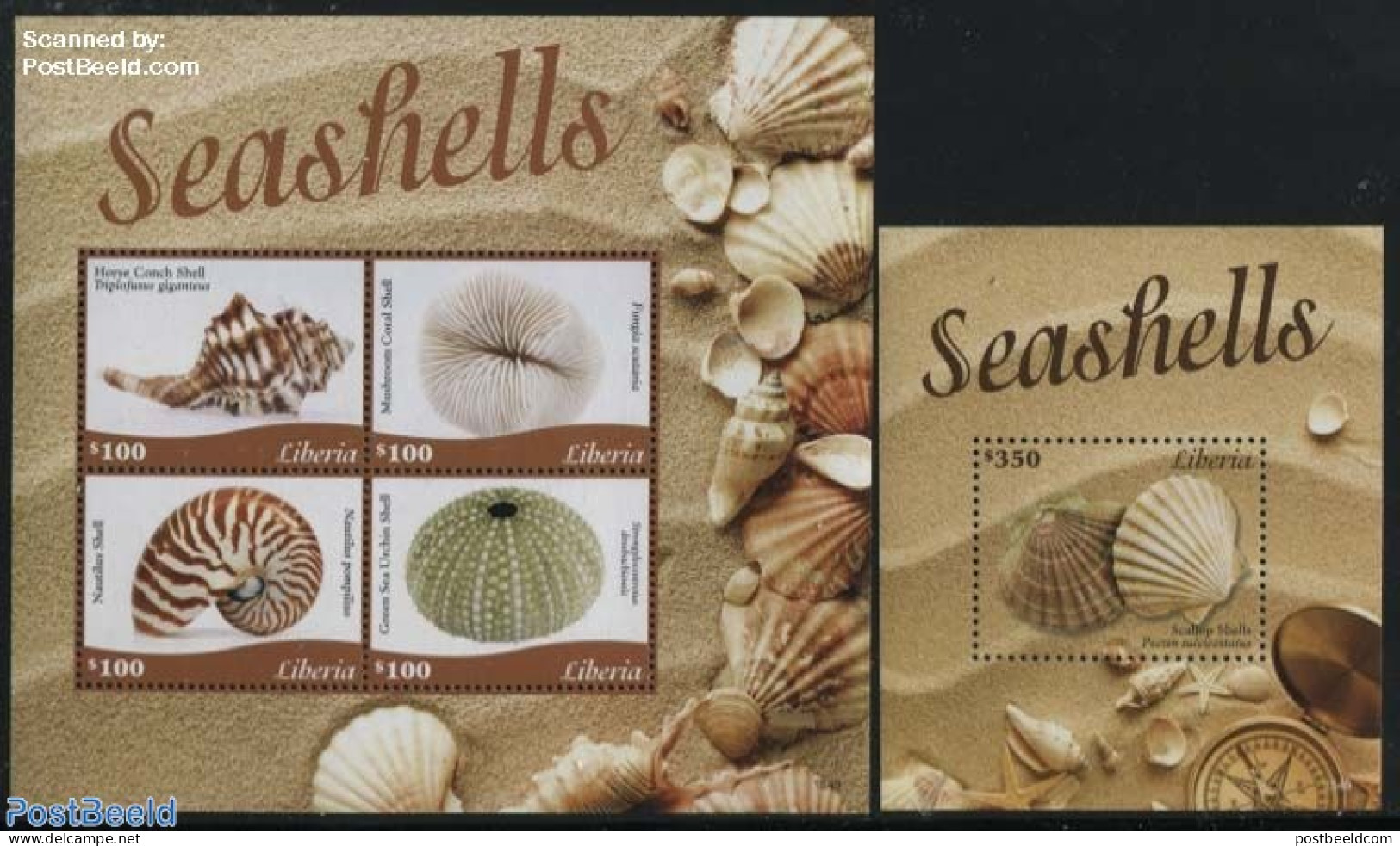 Liberia 2015 Seashells 2 S/s, Mint NH, Nature - Shells & Crustaceans - Marine Life