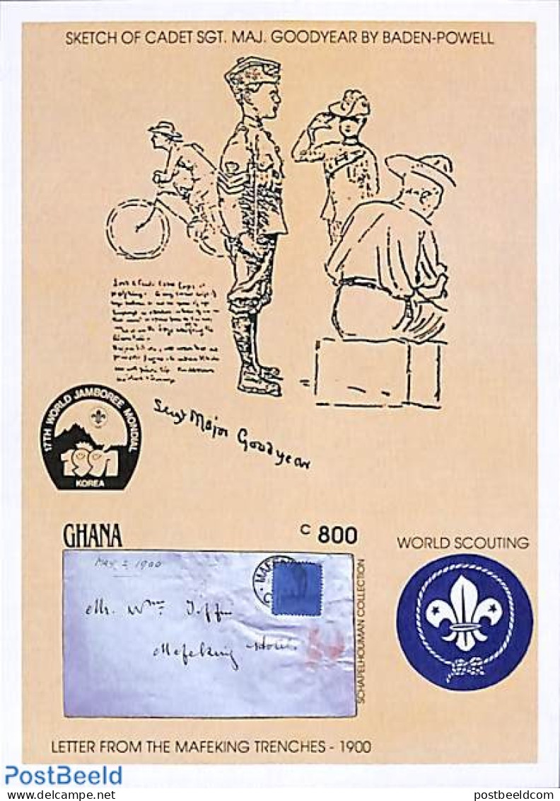 Ghana 1991 Mafeking Letter S/s, Mint NH, Sport - Scouting - Stamps On Stamps - Timbres Sur Timbres