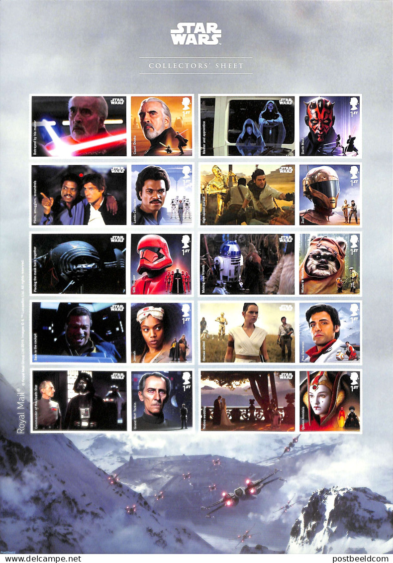 Great Britain 2019 Star Wars Collectors Sheet S-a, Mint NH, Transport - Space Exploration - Art - Science Fiction - Neufs