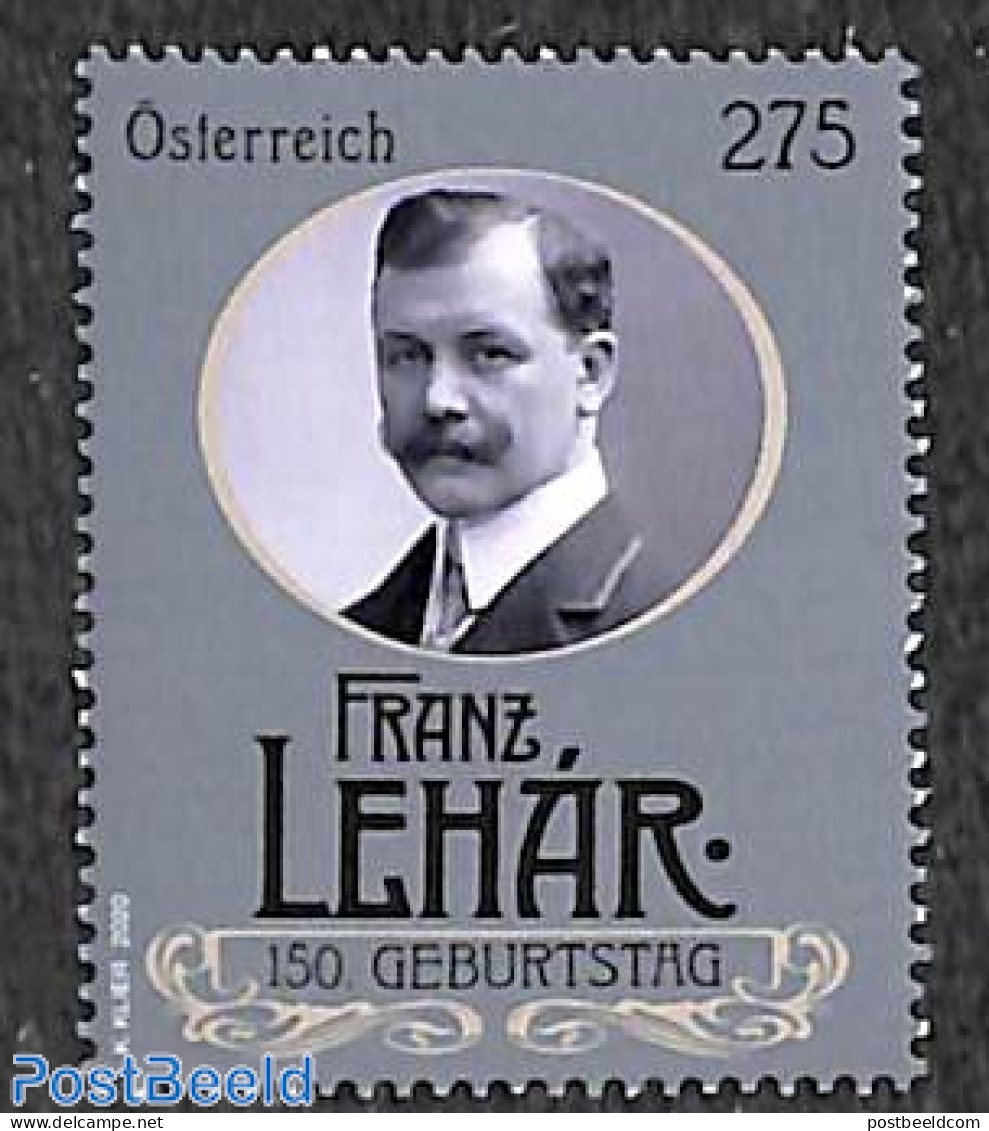 Austria 2020 Franz Lehár 1v, Mint NH, Performance Art - Music - Art - Composers - Ungebraucht