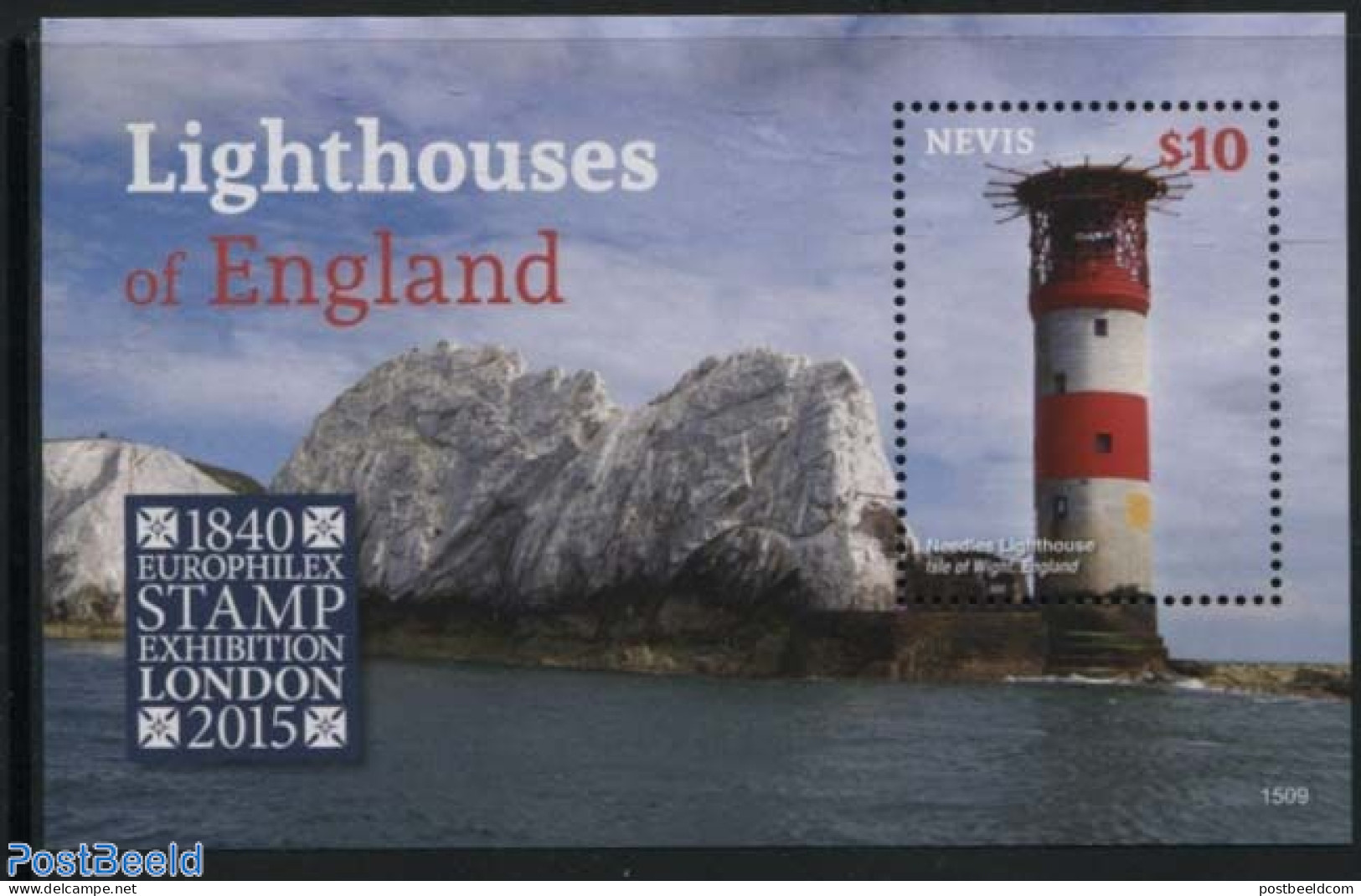 Nevis 2015 Lighthouses Of England S/s, Mint NH, Various - Lighthouses & Safety At Sea - Leuchttürme