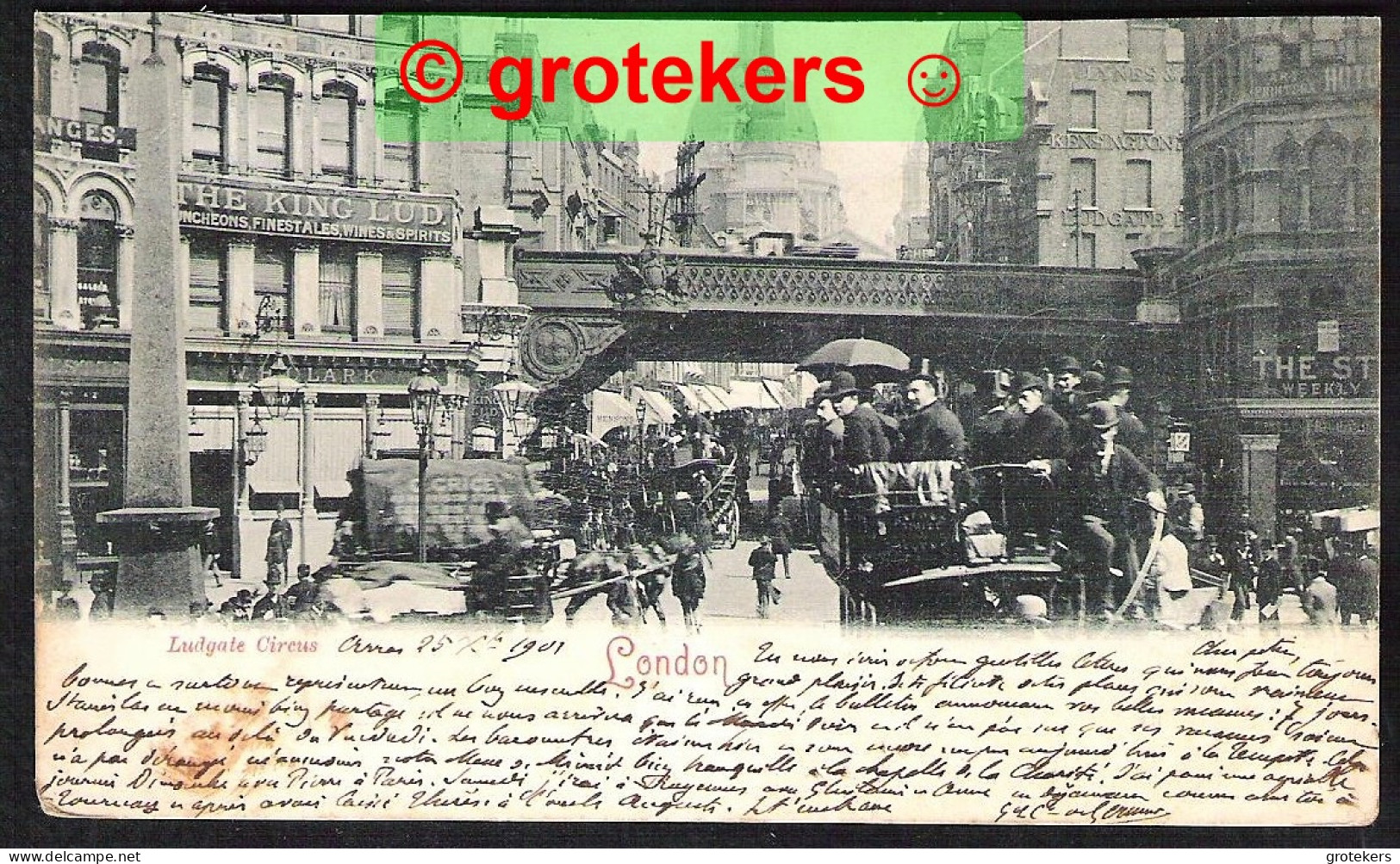 LONDON Ludgate Circus 1901 Sent From ARRAS (F) To AMIENS (F) - Autres & Non Classés