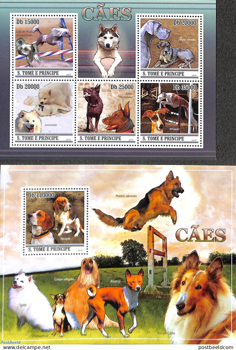 Sao Tome/Principe 2010 Dogs 2 S/s, Mint NH, Nature - Dogs - Sao Tomé Y Príncipe