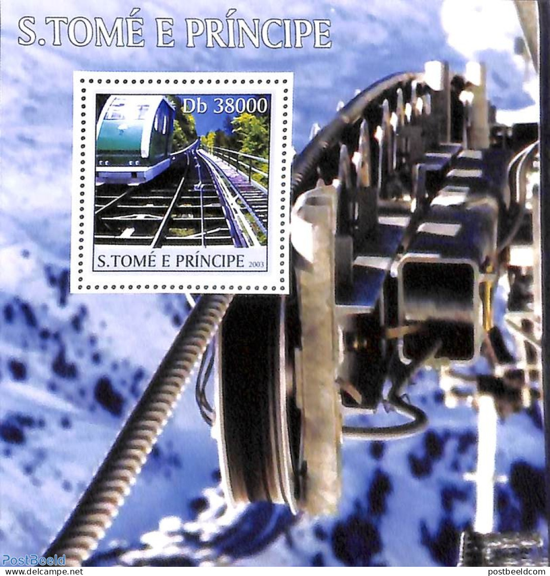 Sao Tome/Principe 2003 Cable Railway S/s, Mint NH, Transport - Railways - Eisenbahnen