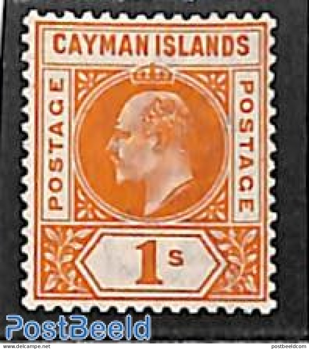 Cayman Islands 1901 1sh, WM Crown-CA, Stamp Out Of Set, Mint NH - Kaimaninseln