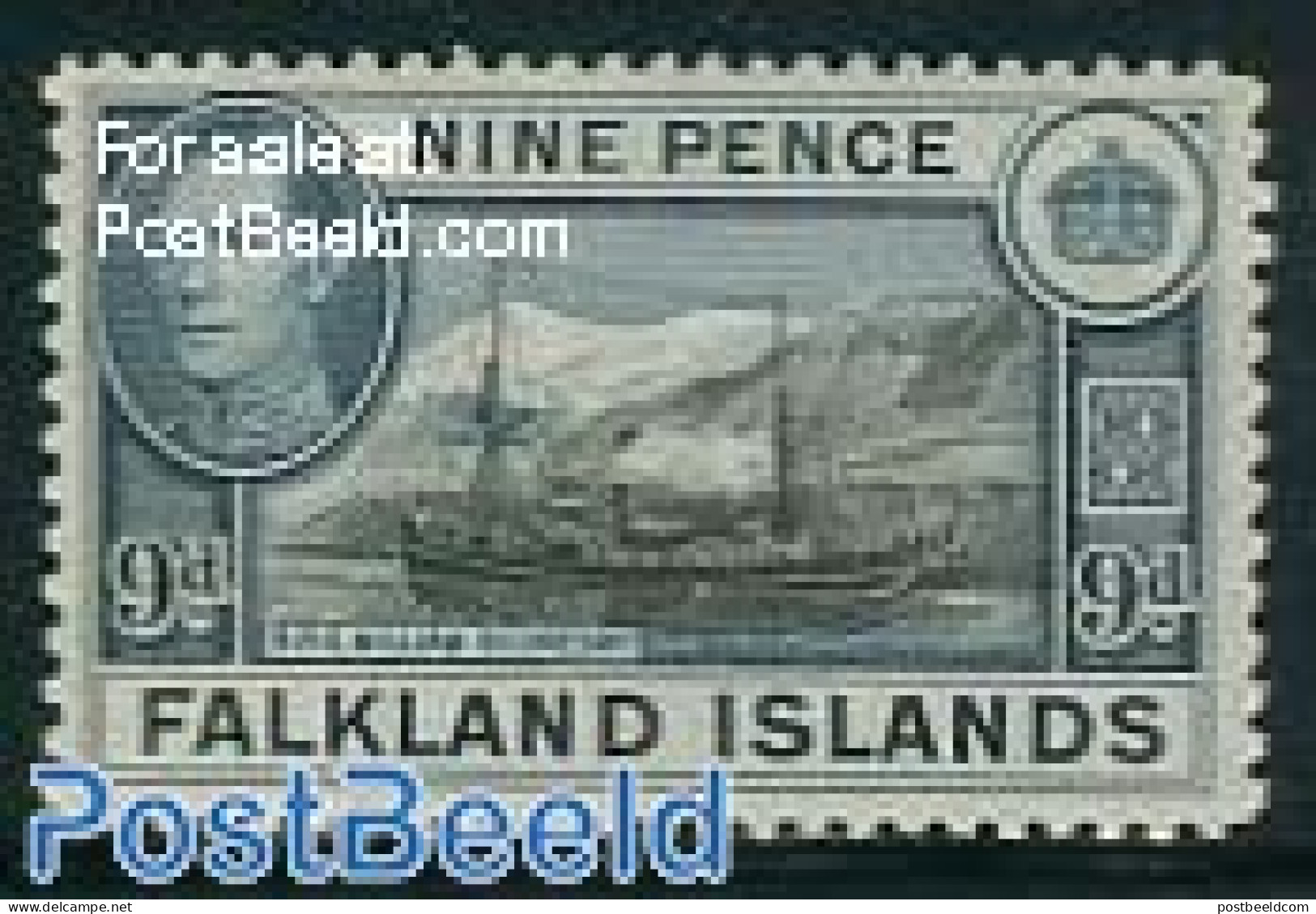 Falkland Islands 1938 9p, Stamp Out Of Set, Mint NH, Transport - Ships And Boats - Barche