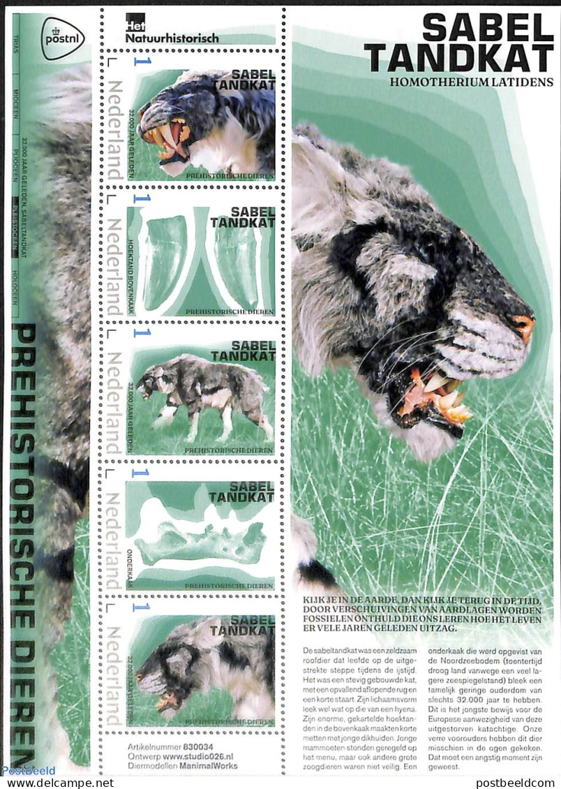 Netherlands - Personal Stamps TNT/PNL 2023 Prehistoric Animals M/s, Mint NH, Nature - Cat Family - Prehistoric Animals - Prehistorics