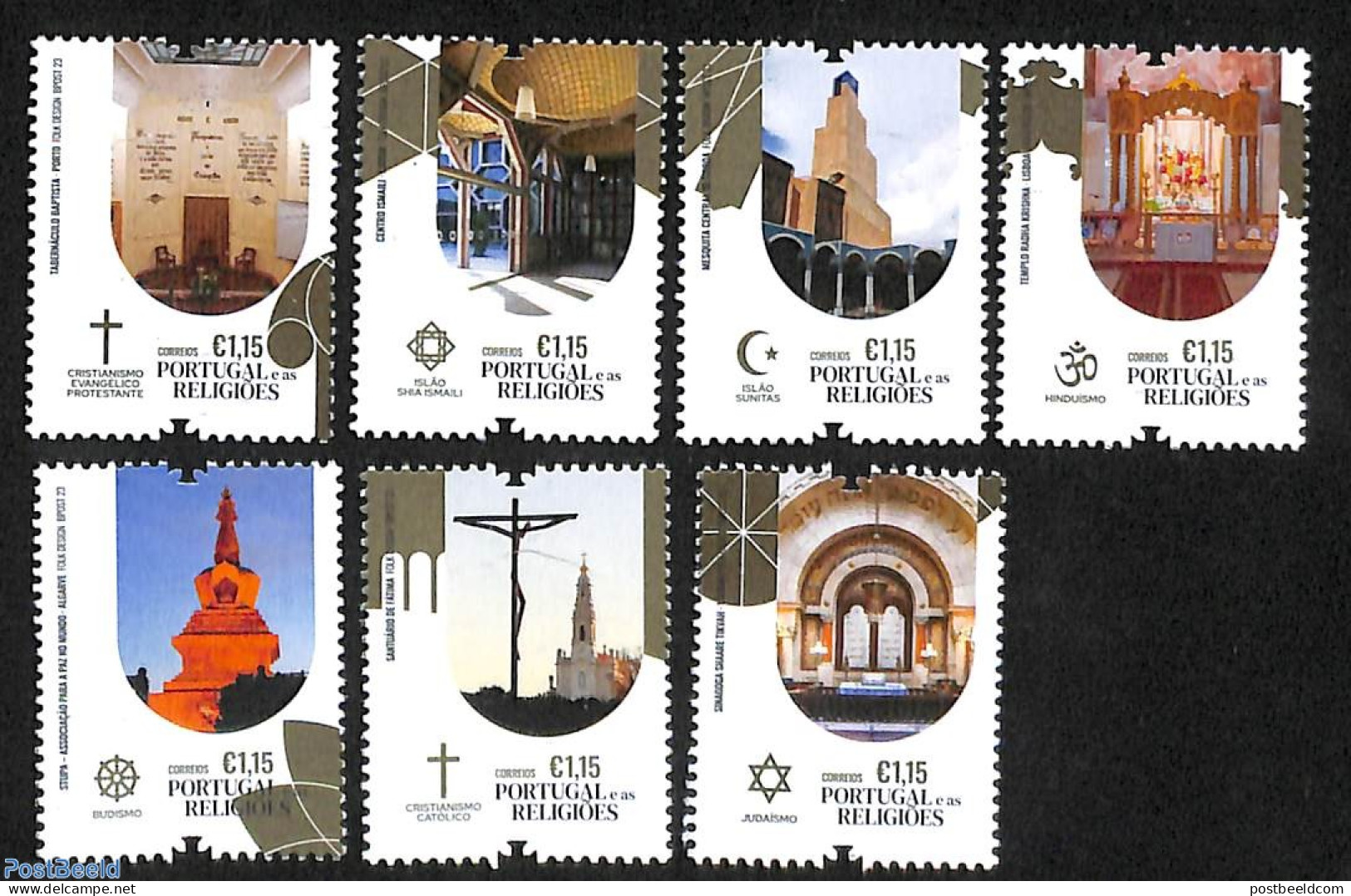 Portugal 2023 Religions 7v, Mint NH, Religion - Judaica - Religion - Islam - Unused Stamps