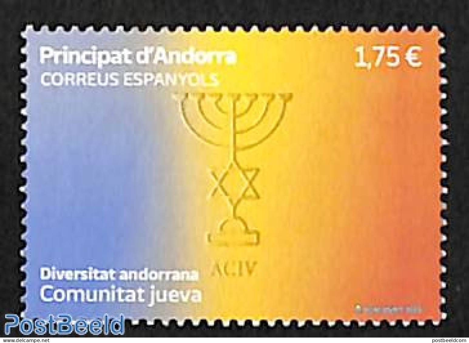 Andorra, Spanish Post 2023 The Jewish Community 1v, Mint NH, Religion - Judaica - Ungebraucht