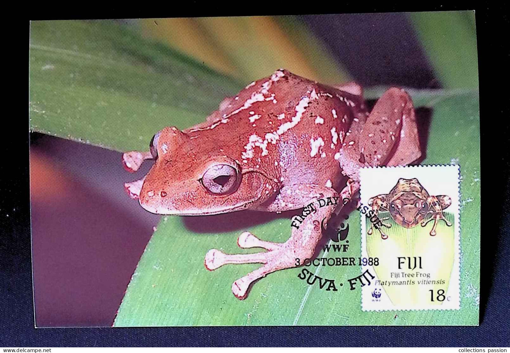 CL, FDC, Premier Jour, Fiji, Suva, 3 October 1988, WWF, Fiji Tree Frog - Fiji (1970-...)