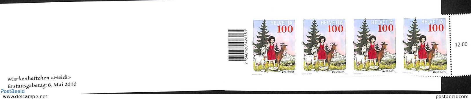 Switzerland 2010 Heidi Booklet, Mint NH, Stamp Booklets - Art - Children's Books Illustrations - Nuevos